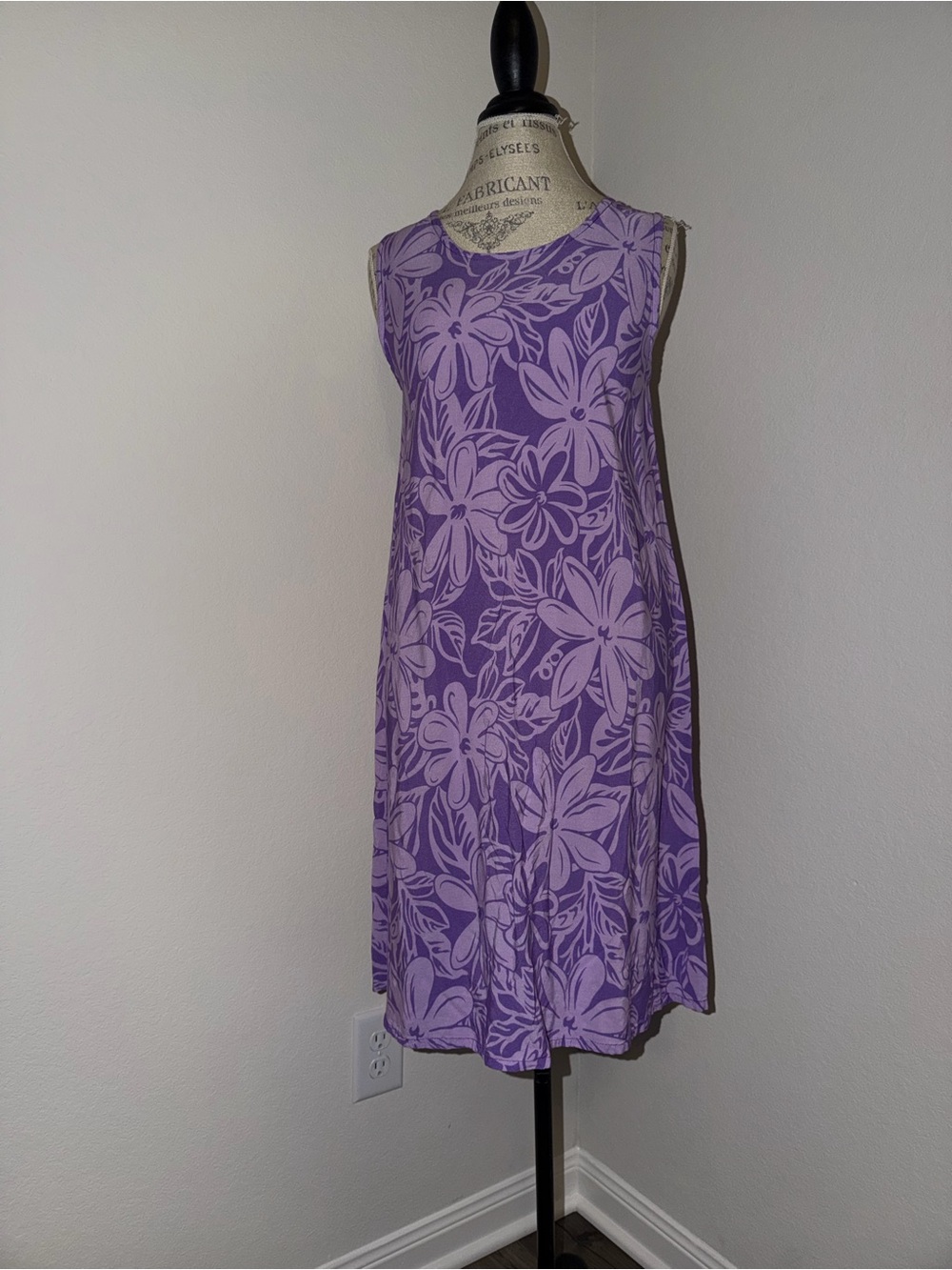 Floral Print Sleeveless Lavender Midi Dress